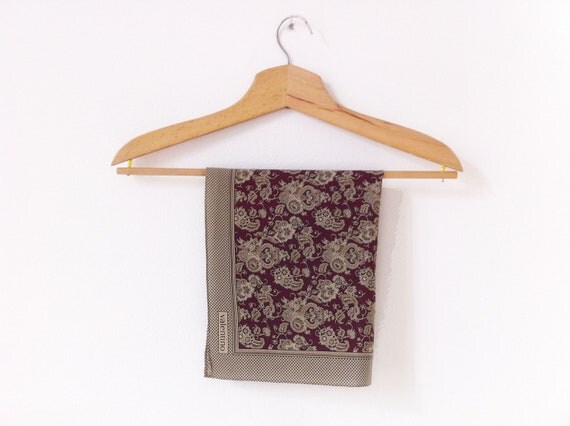 Valentino silk square scarf, jacquard burgundy and greige
