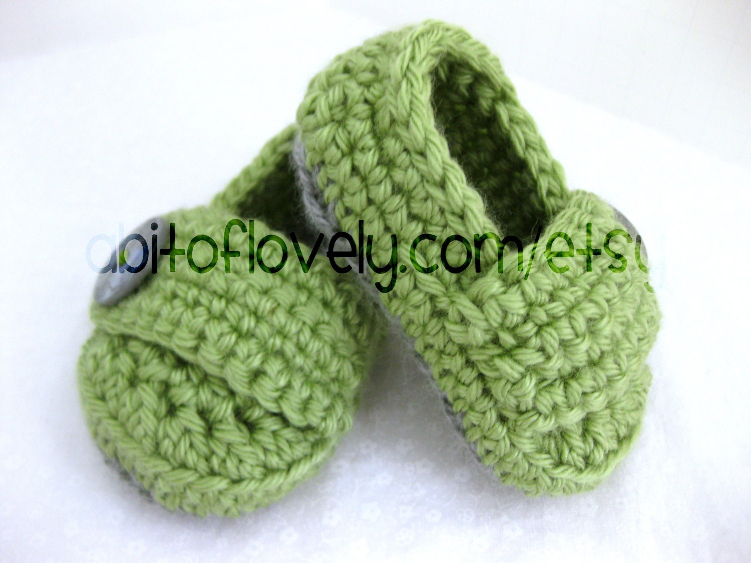 Spring Baby Girl OR Boy Infant Shoes / Slippers / Booties - Gray & Green - YOUR choice size - (newborn - 12 months) - photo prop - clothing