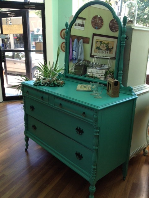 Shabby Chic Cottage Painted Dresser with Mirror