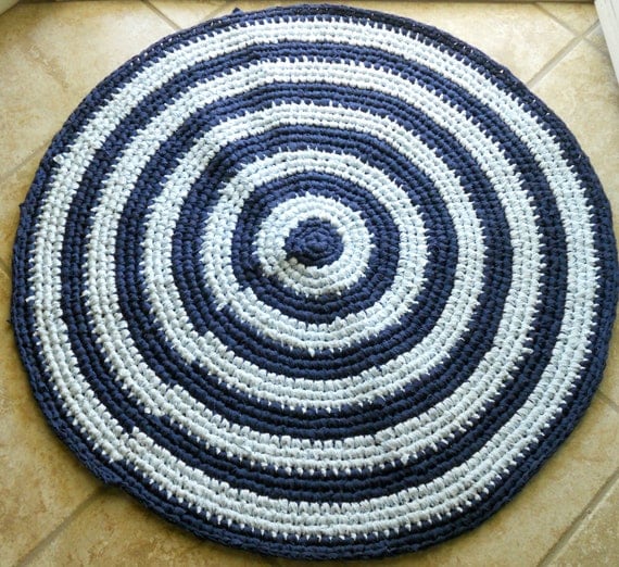 Shades of blue rag rug