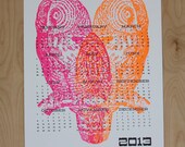 2013 Neon Owl Calendar - WishboneLetterpress