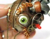 Steampunk Heart - Industrial Heart Pendant - polymer clay - anatomical heart