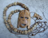 Unique Tribal Wood Beaded Pendant Necklace