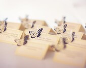 Escort Place Table Name Card Pearl Paper, Swarovski Crystals and Butterfly - for Wedding or any other party or shower