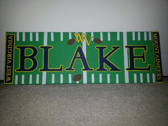 West Virginia University Personalized name sign football theme