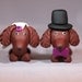 Long Haired Daschund Weiner Dog Wedding Cake Topper