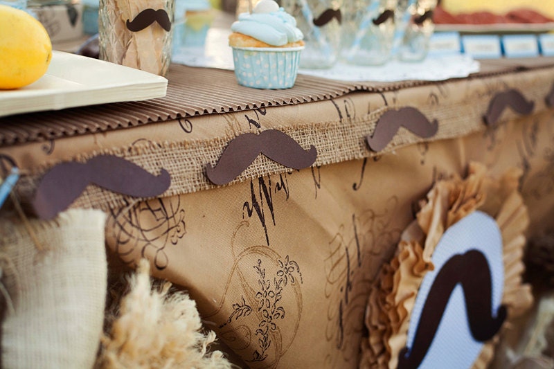 Mucho Mustaches - Burlap Border Banner