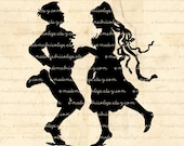 Dancing Couple Silhouettes, Digital Download for Iron on Transfer, Papercrafts, Pillows, T-Shirts, Tote Bags, Burlap, No 01643