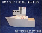Navy Ship Cupcake Wrappers with Bridge Toppers Il_170x135