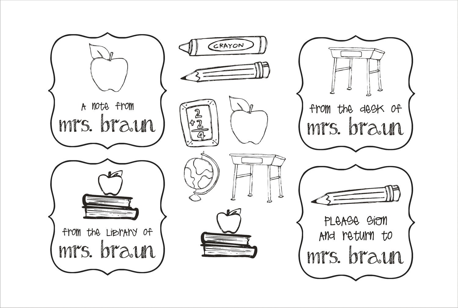 Teacher stamp - Christmas gift - Mrs. Braun