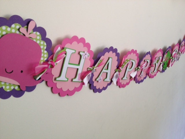 Deluxe Girl Under the Sea Happy Birthday Banner Pink, Purple and Lime Green
