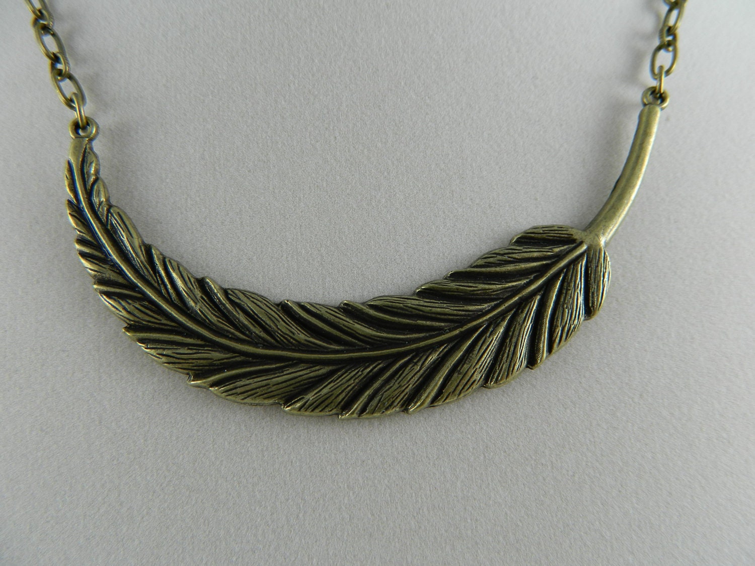 CLEARANCE Women's necklace leaf necklace   feather necklace   antique gold toned  contemporary  simple  awesome