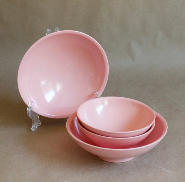 50s 60s Vintage Melmac Boontonware Pink Dessert Cereal Bowls