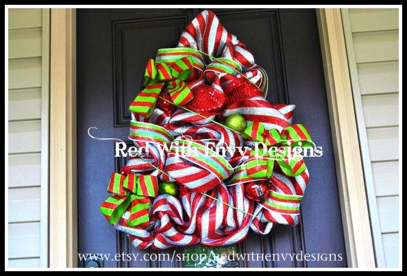 Large Christmas Tree Wreath, Christmas Tree, Christmas Tree Wreath, Wreath, Deco Mesh Wreath, Holiday Wreath, Decoration