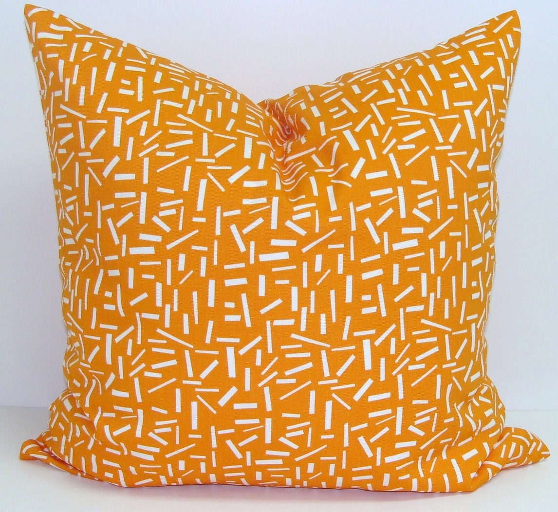 Orange Pillow.16x16 inch..Decorative Pillow Cover.Printed Fabric Front and Back.Orange Sherbet Pillow.Confetti.Sprinkles