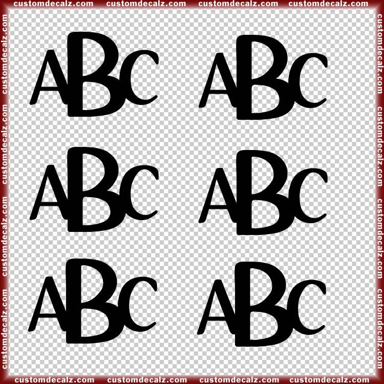3" wide ea. Personalized Monogram (Script Style) - Set of Six (6) - Mini Decalz