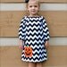 GREAT FOR FALL toddler-girls long sleeve brown chevron dress with orange pumpkin applique- 6-12mo,12mo,18mo,2,3,4,5,6,7/8