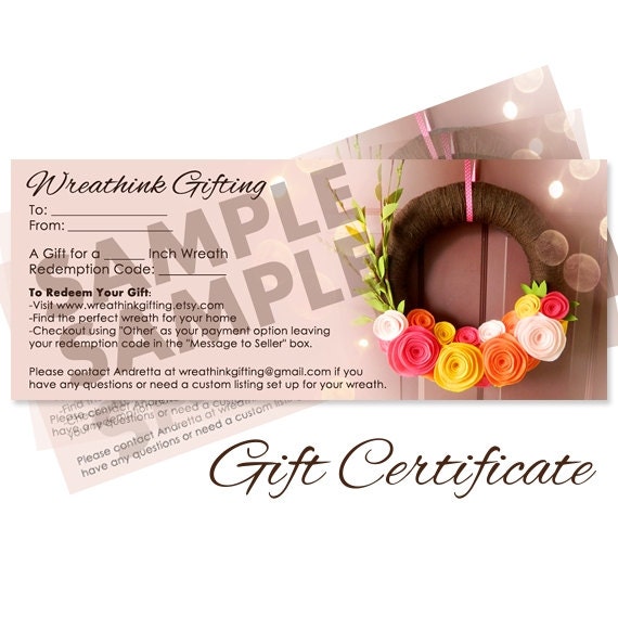 14 Inch Wreath Gift Certificate - Good for One 14 Inch Wreath and Shipping