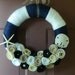 Summer Nautical Wreath - Beach Wreath - 14 Inch Yarn Wrapped Wreath with Starfish, Sanddollar, Felt Flowers, Pearls and Anchor Buttons