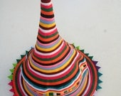 Geekery Accessories Unique Hat Halloween Costume Upcycled Cotton Handmade Rainbow Multicolor Top Hat Great Gift  Hat Collector - By PIYOYO