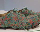 Vintage Free Lance 80s Shoes Flower Womens Shoes Daring Clown Whimsy Flat Lace Up French Chaussures in Original Box size 36 / 6.5