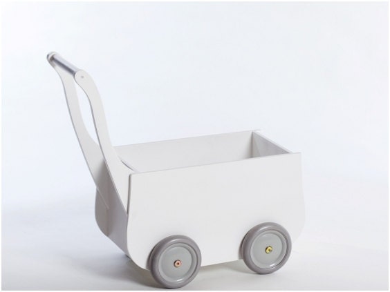 Wooden cart / pushchair / stroller WHITE
