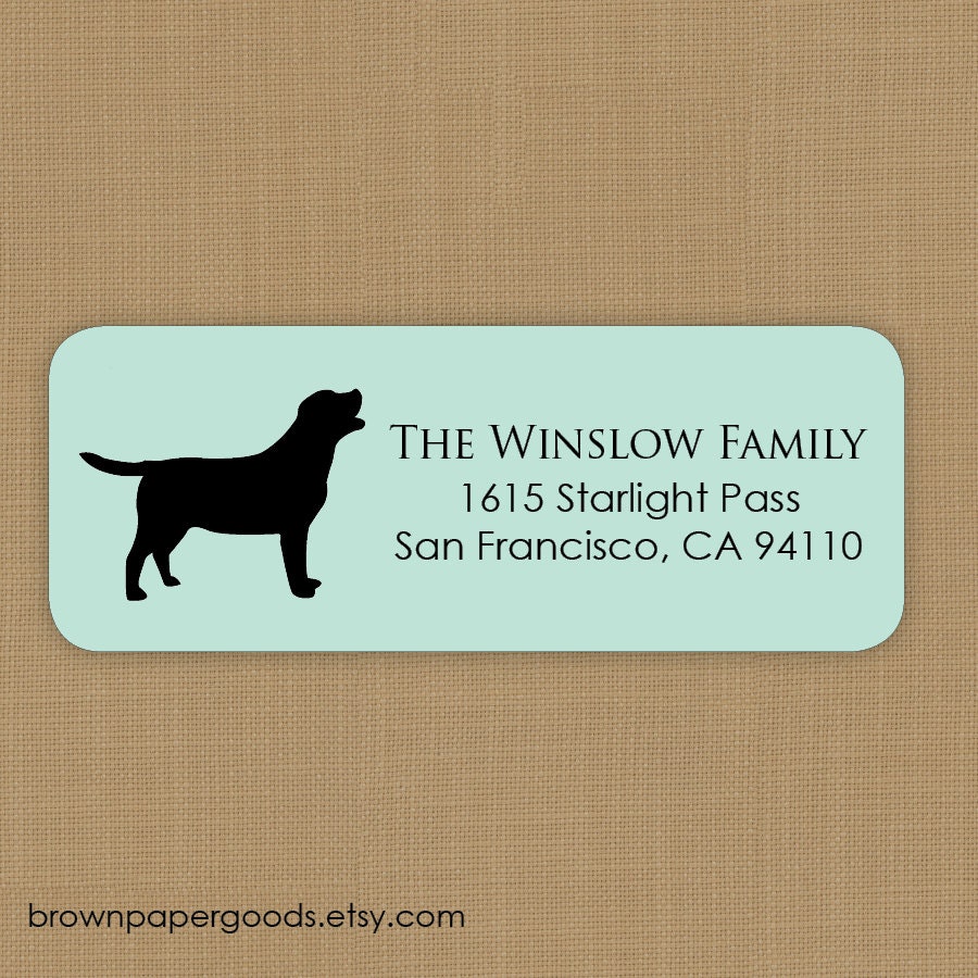 Custom return address labels, self-adhesive, rectangle. dog address labels