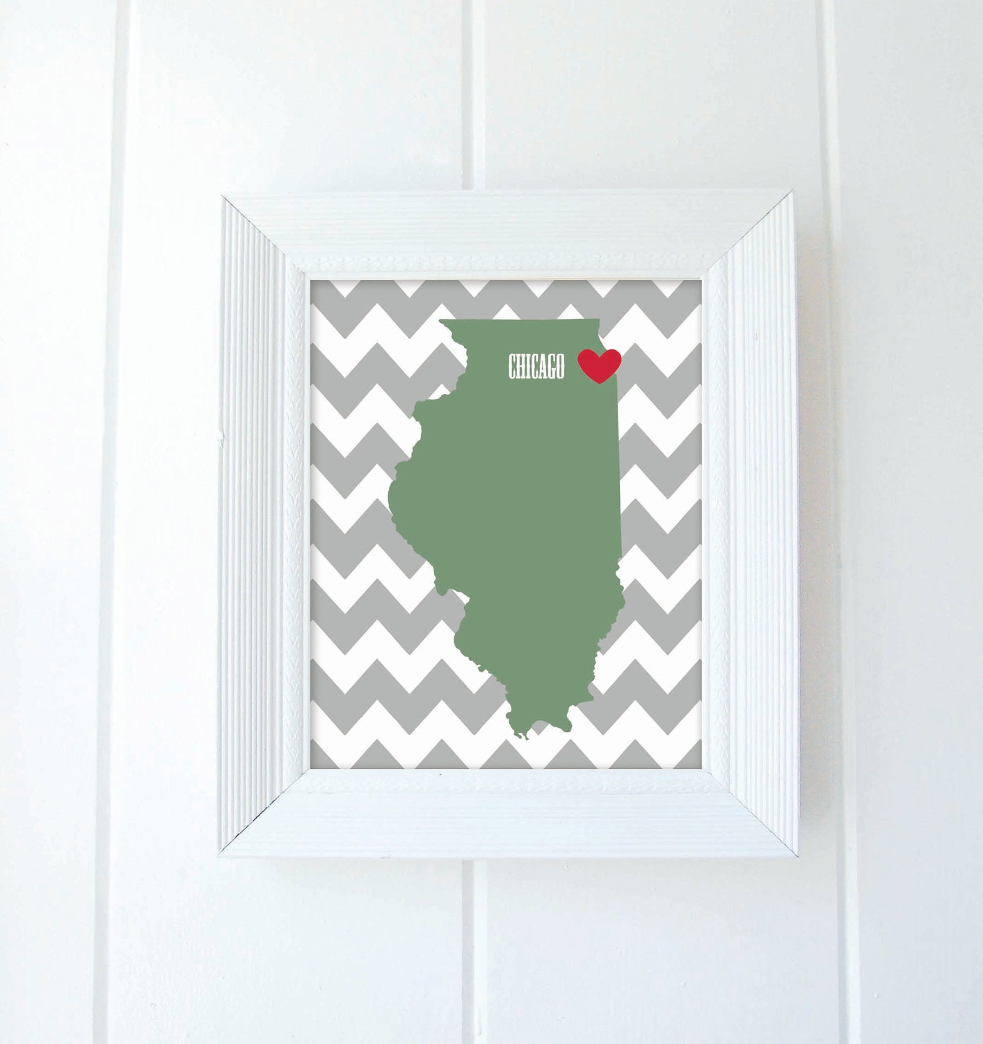 Illinois State Love Map, 8x10, Fine Art Print