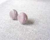 Lace Stud Earrings, Dusty Pink, Button Earrings, Vintage Inspired