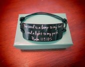 Black Psalm 119:105 Scripture Bracelet