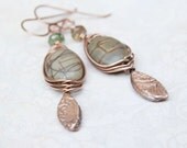 Picasso Jasper Earrings Wire Wrapped in Bronze