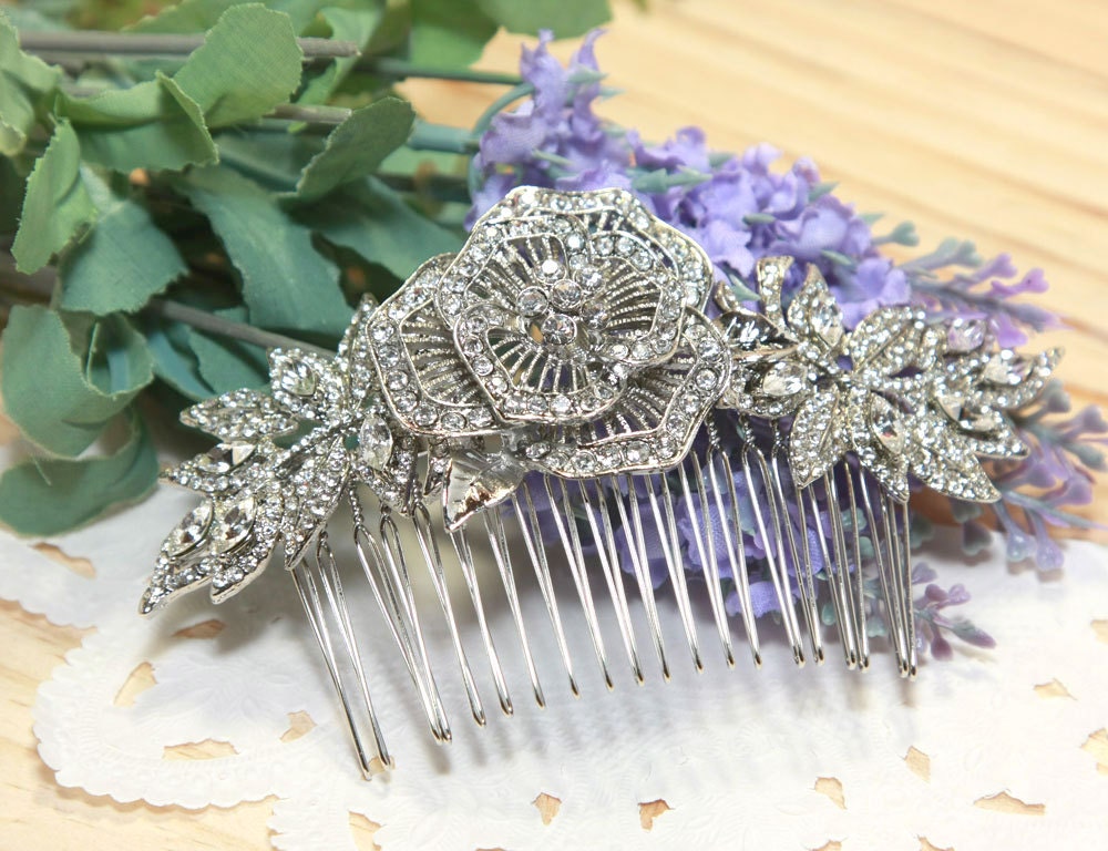 Long Elegant Crystal Wedding Bridal Poem Rose Flower Leaf Hair Comb/ Sash Belt/metal headband