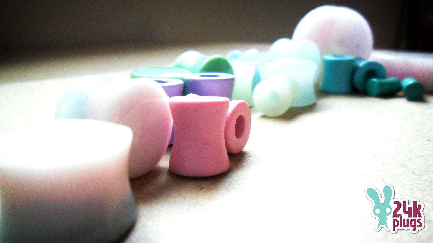 Custom made 0g, 00g, 1/2", 9/16" pastel color plugs, flesh, pink, lavander, light blu, seafoam, mint or butter
