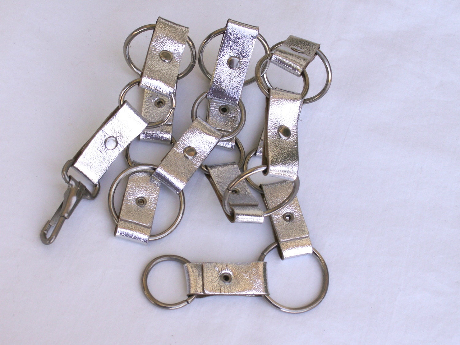 VTG Silver leather Fashion Belt, adjustable
