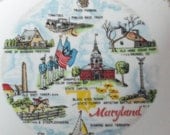 Kitschy 1950's Souvenir Display Plate, MARYLAND Old Line State