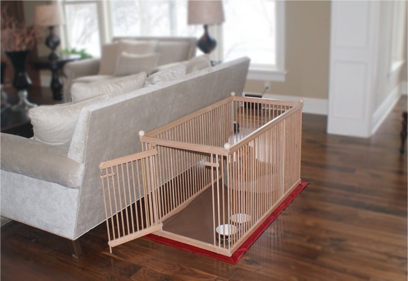 Distinctive Indoor 2'x4' Pet Crate / Exercise Pen - READY-to-FINISH Solid Red OAK, Floor included