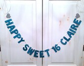 Custom Sweet 16 Birthday Banner -- Birthday Party Decoration / Photo Prop