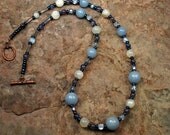 Angelite, Iodite, Moonstone Choker/Necklace - Relationship/Communication/Anger - Reiki Infused
