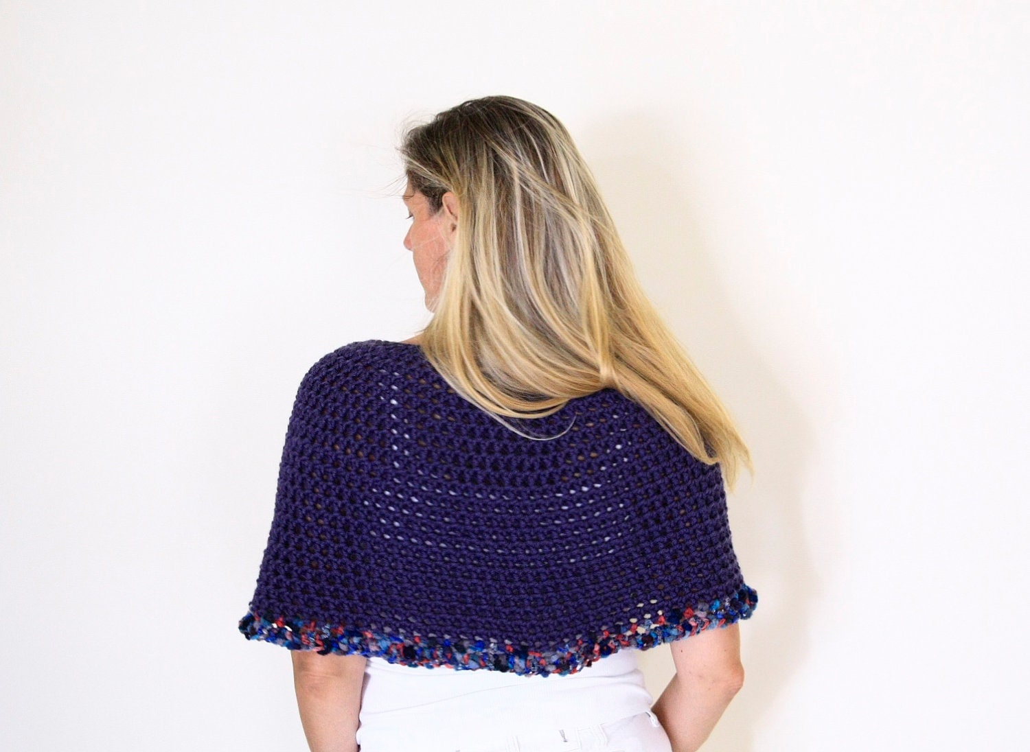 Crochet capelet winter fashion, raf color ruffled edges, Fedra Capelet, gift for her under 75