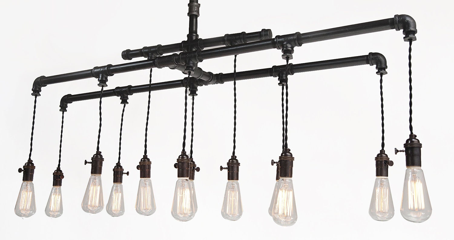 Industrial pipe pendant edison chandelier