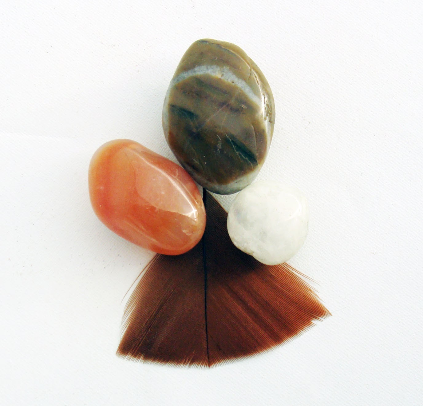 Stone Magnets - Earth Brown, Carnelian and Crystal - Set of Three - Home Decor - Natural - Tribal