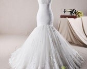 vida/wedding gown/women clothing/bridal dress/long/lace/fishtail/mermaid/elegant/custom made/ALL SIZEE