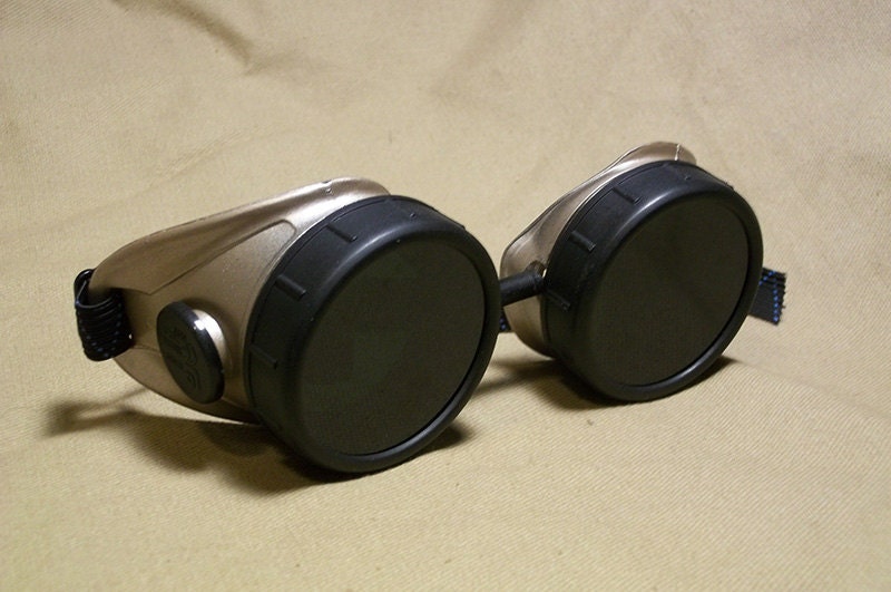 Champagne STEAMPUNK SCIENTIST GOGGLES Welding Champagne Scientist Cyber Punk Optic Conductor Gothic Rave Biker