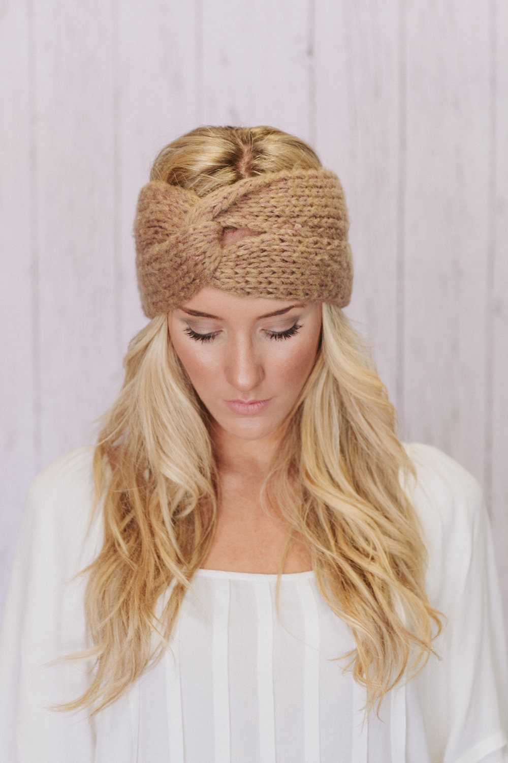 Gray Knitted Headband Ear Warmer Grey Twist Turband Style Cozy Pinterest Favorite Women's Knit ear Warmer