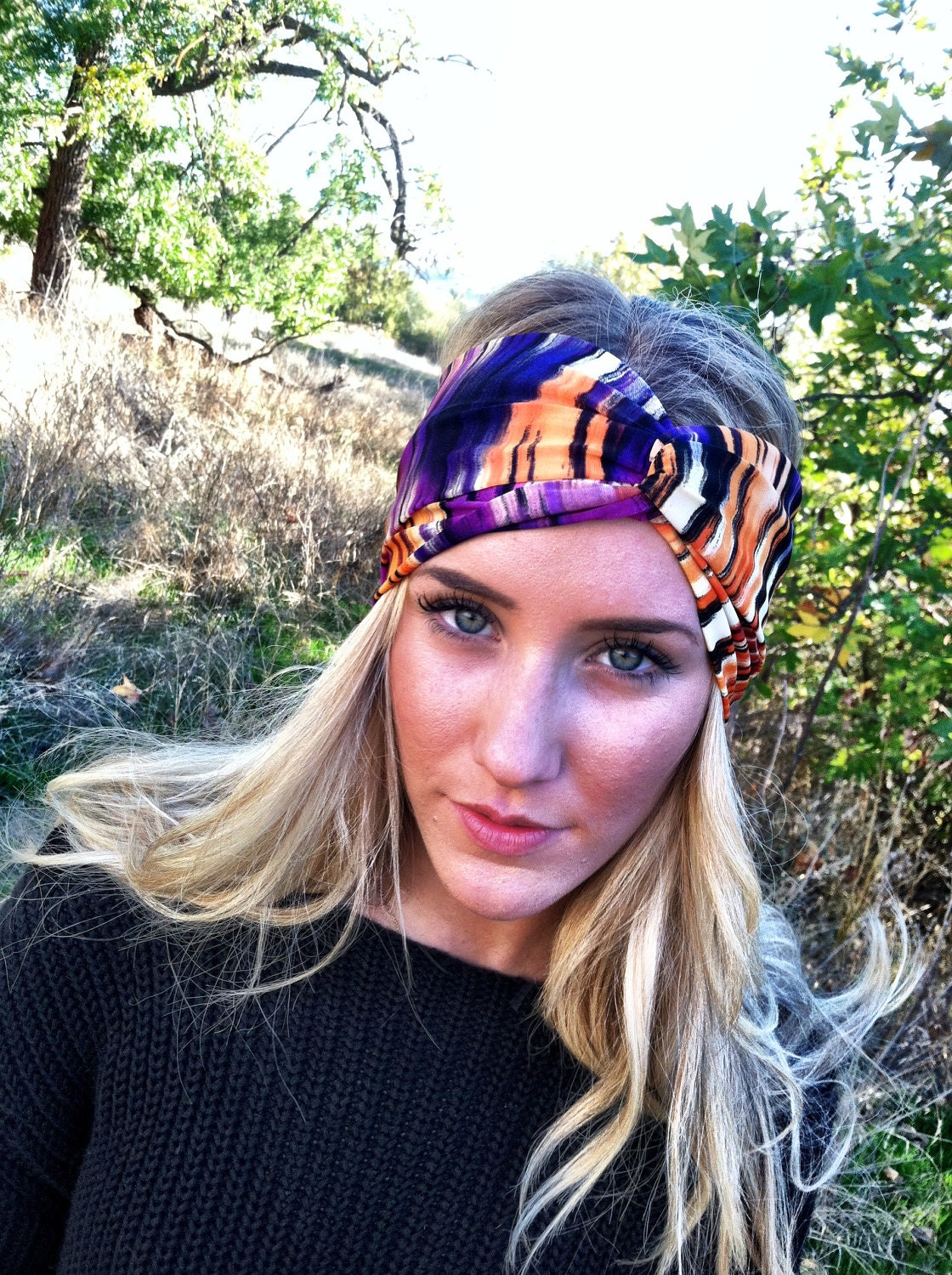 Colorful Sunset Turband Headband Stretchy Hair Band