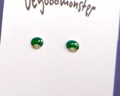 Green Ladybug Earrings  - Posts -  Little Bug Shrinky Dink - Shrink Plastic