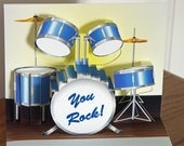 Pop up Drum set Birthday Card You Rock