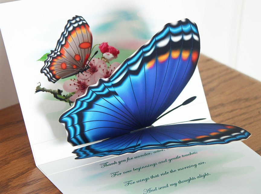 3D Pop up Blue Butterfly Card Choose Any occasion Select card size