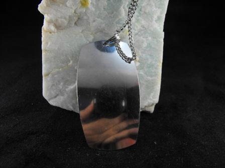 Vintage Necklace Die Cut Steel Glass Cabachon 'Dog Tag' Style 12.00 obo