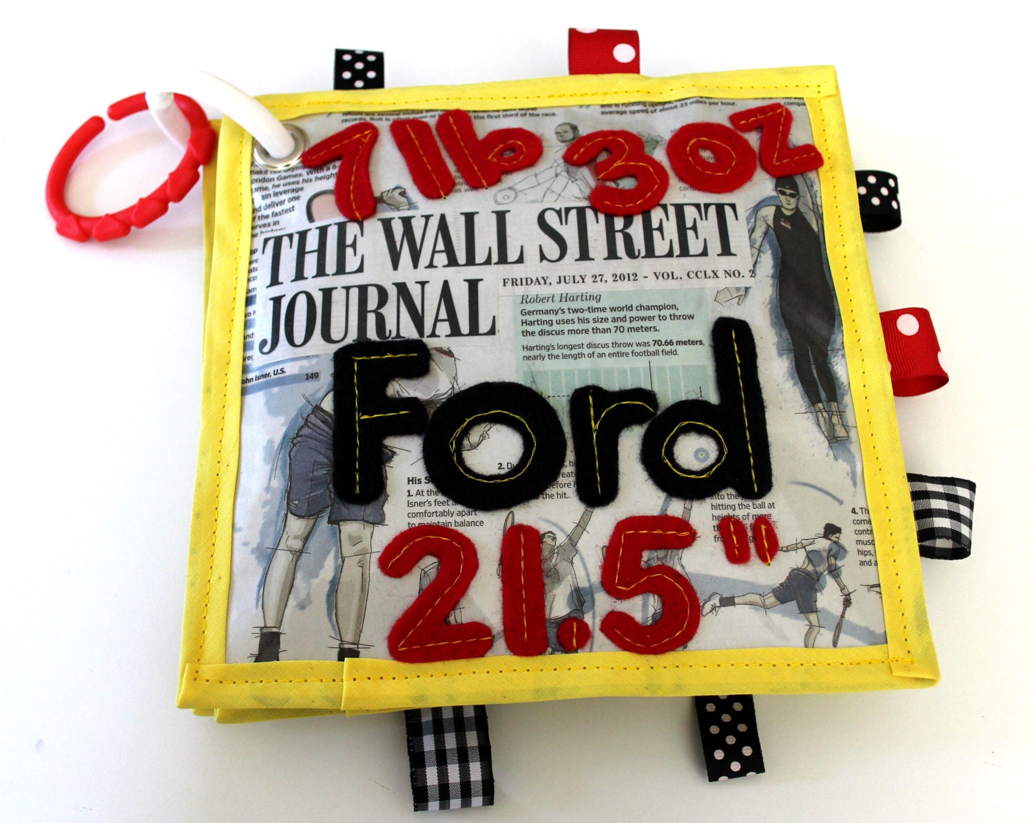 Personalized Baby Newspaper & Baby Announcement (newspaper, magazine, custom): crinkle taggie